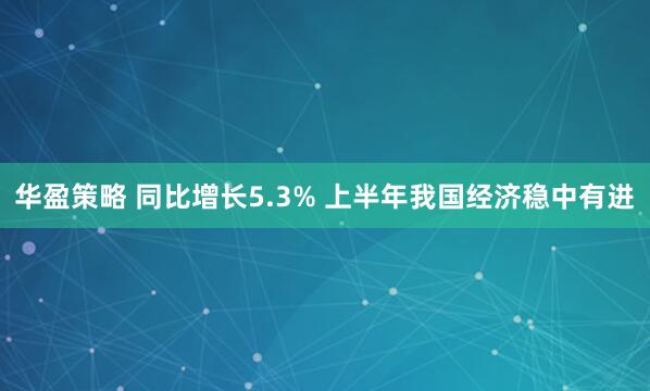 华盈策略 同比增长5.3% 上半年我国经济稳中有进