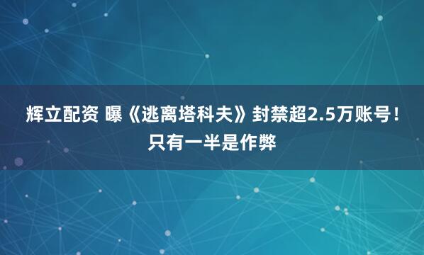 辉立配资 曝《逃离塔科夫》封禁超2.5万账号！只有一半是作弊